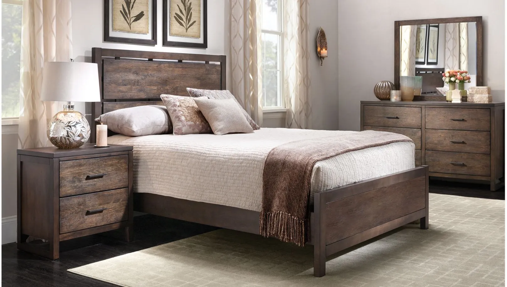 Bellanest Larkspur Panel Bed in Two Tone Oak by Bellanest
